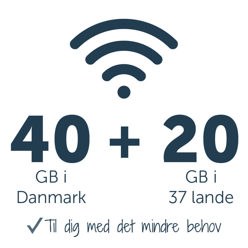Mobilt bredbånd med 40 GB DK + 20 GB EU 